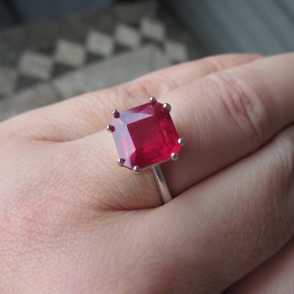 Magnificent Natural Raspberry Pink Ruby In Sterling Silver Ring, 4.65ct. - Picture 13 of 14